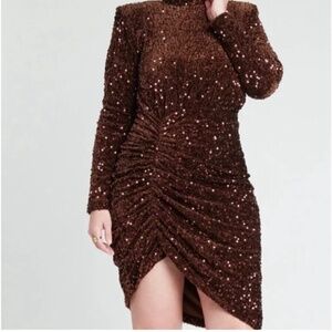 Women's Plus Size Ruched Sequin Dress